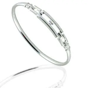 Silver Solitaire Link Bangle with Cubic Zirconia