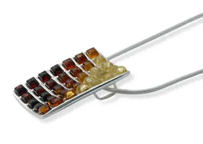 Graduated Colours of Amber Silver Pendant