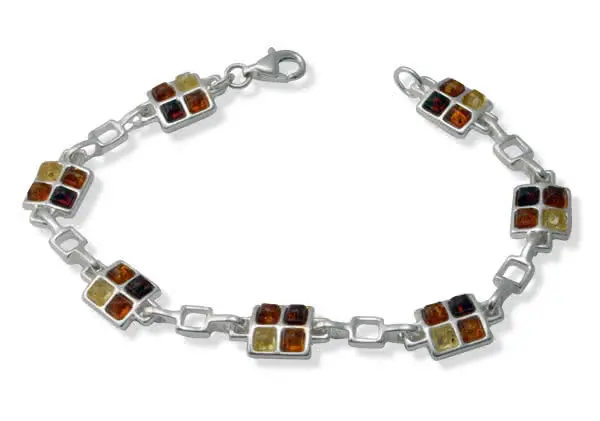 Graduated Colours of Amber Bracelet - Set with four pieces of specially selected Baltic Amber 
