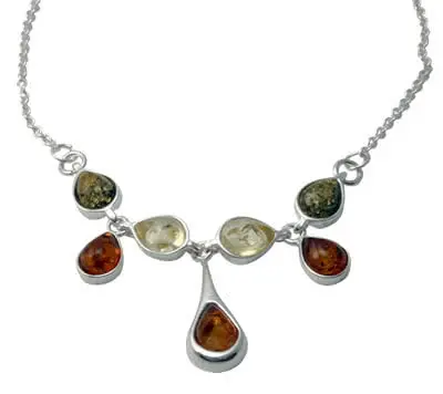 Multi Colour Amber Droplet Necklace - Elegant droplet design