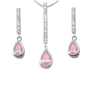 Pink and White Bar Teardrop Set