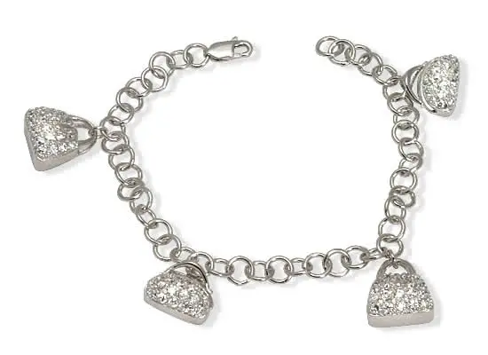 Handbag and Purse Silver Charm Bracelet - 7 inches / 17.78 cm - weighs 14 grams