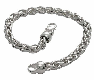 Silver Braided Curb Bracelet