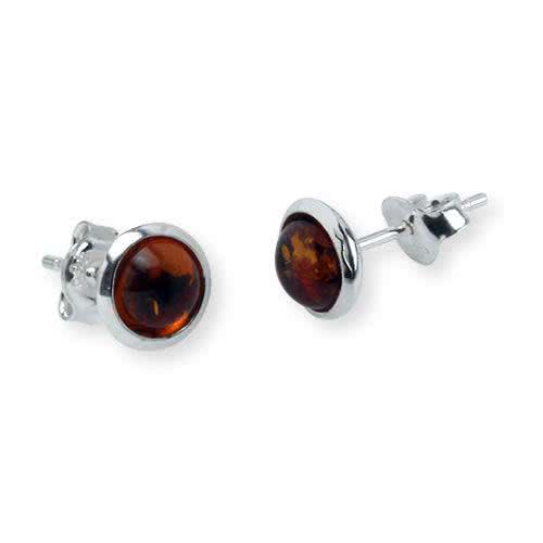 Small Round Honey Amber Earrings