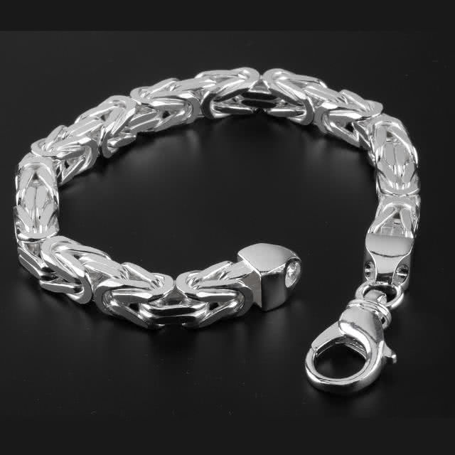 Men's Square Byzantine Silver Bracelet