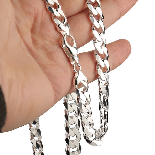 Men's Heavy Silver Curb Chain 11.30mm Width