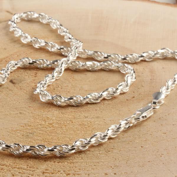 Ladies Silver Rope Chain - Diamond Cut