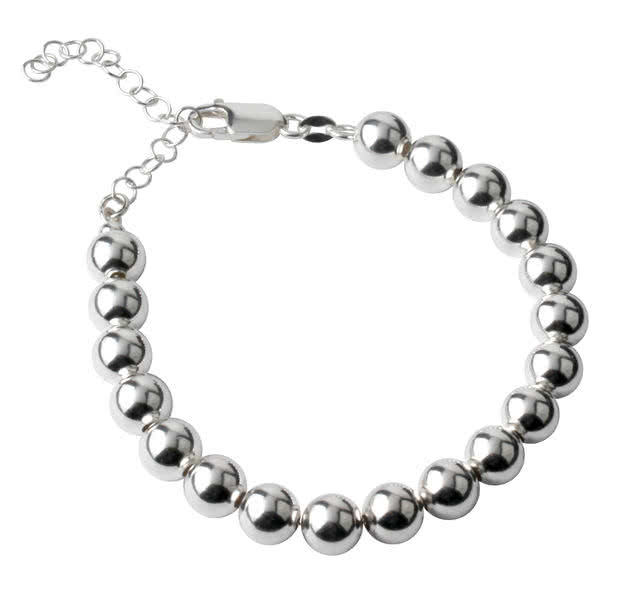 New In: Highly Polished Sterling Silver Bead Bracelet with Extender