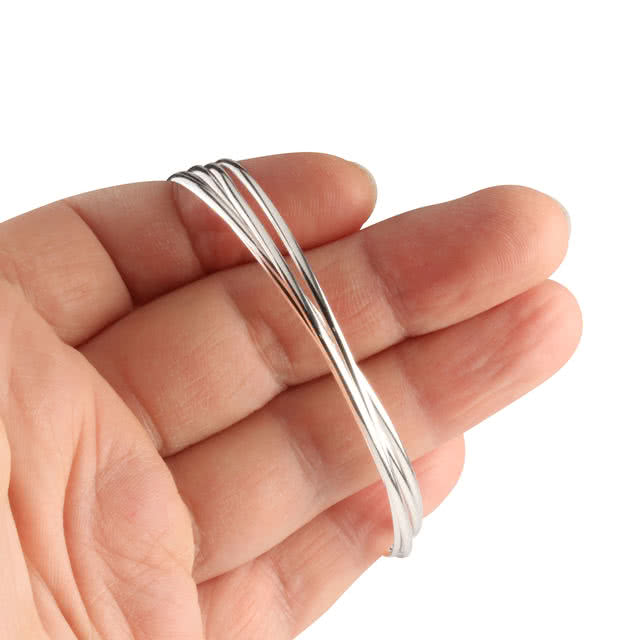 New In: Sterling Silver 5 Piece Russian Bangle Set