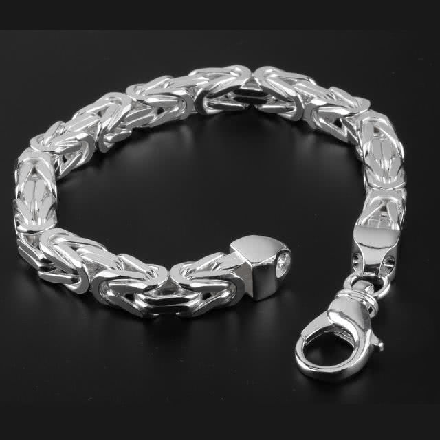 New Review: 8mm Heavy Men's Square Byzantine Silver Bracelet - Price from £152.00 to £174.00