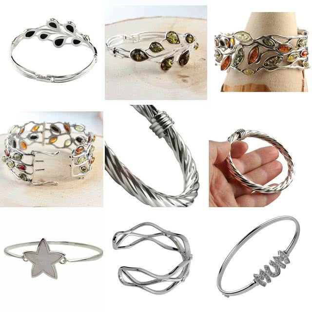 Silver Bangles and Amber Bangles - Designer and handmade