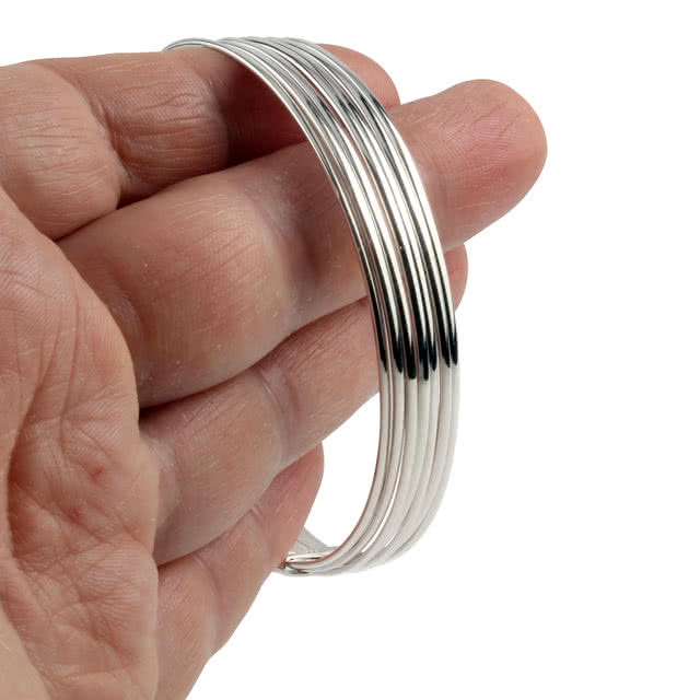 Layered 7 Piece Slave Bangle Set - Sterling Silver