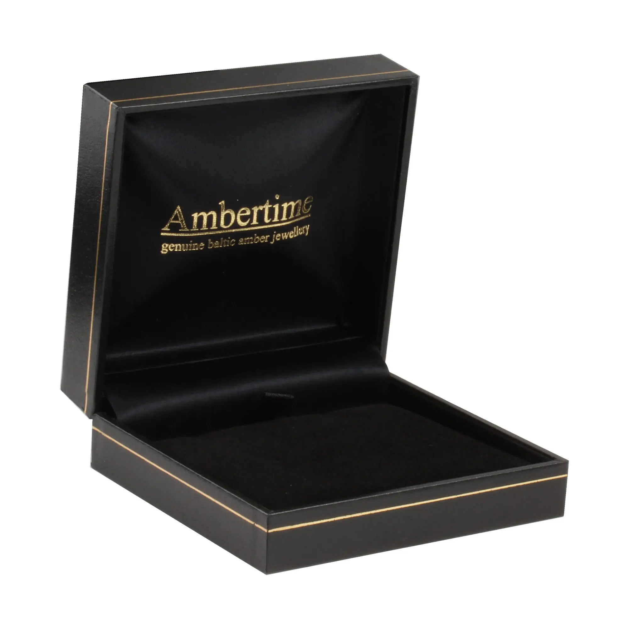 Black leatherette hinged jewellery box