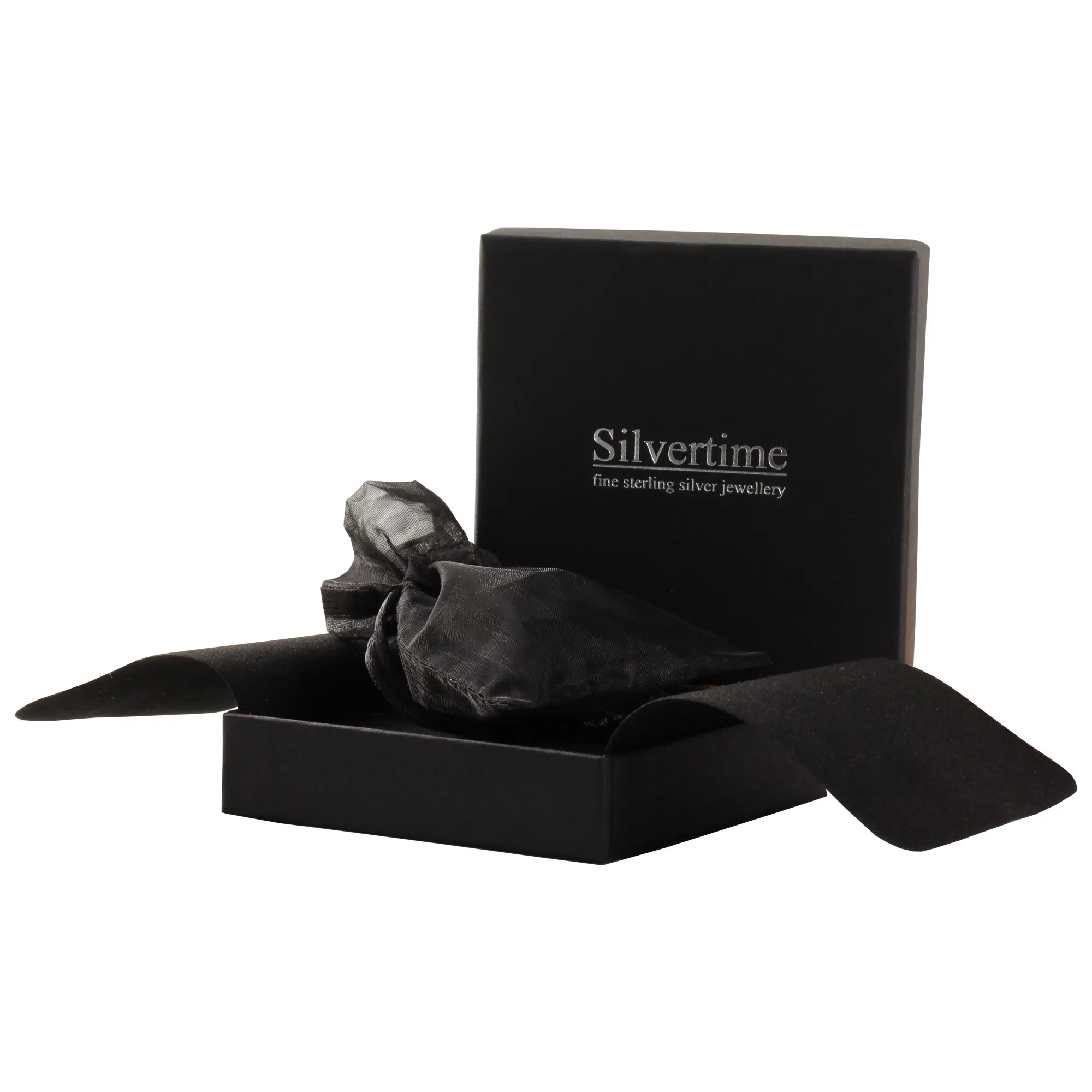 Black card jewellery box with foam insert