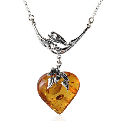 Honey Baltic Amber Heart Necklace