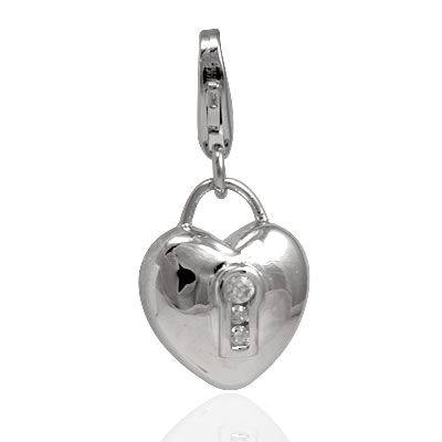 CZ Heart Clip on Charm