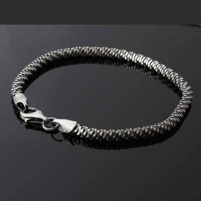 Men's Oxidised Silver Twist Bracelet