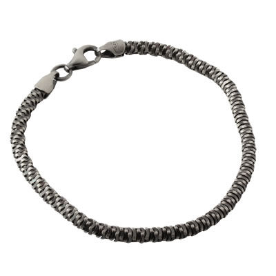 Men's Oxidised Silver Twist Bracelet