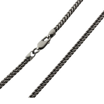 Oxidised Franco Mens Silver Chain