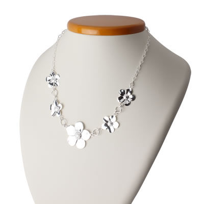 Large Sterling Silver Flower Necklace