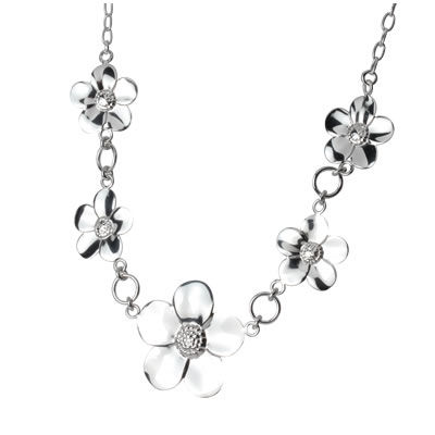 Large Sterling Silver Flower Necklacet