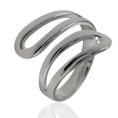 ring silver bypass adjustable plain sterling