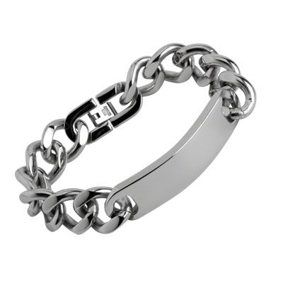 Men's Wide Steel Identity Bracelet