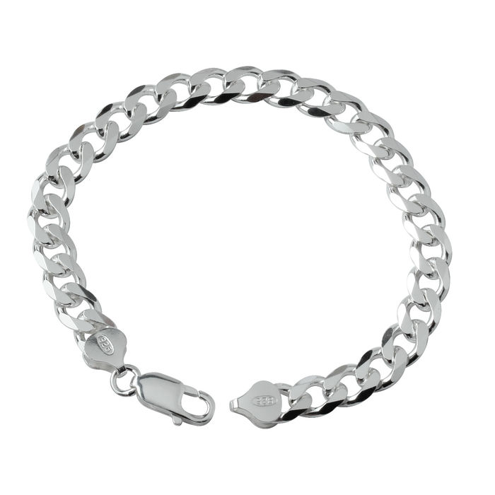 7.8mm Silver Curb Bracelet