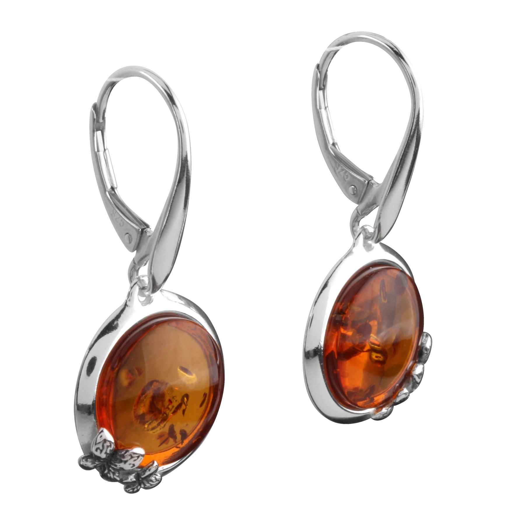 Amber Earrings with Butterflies