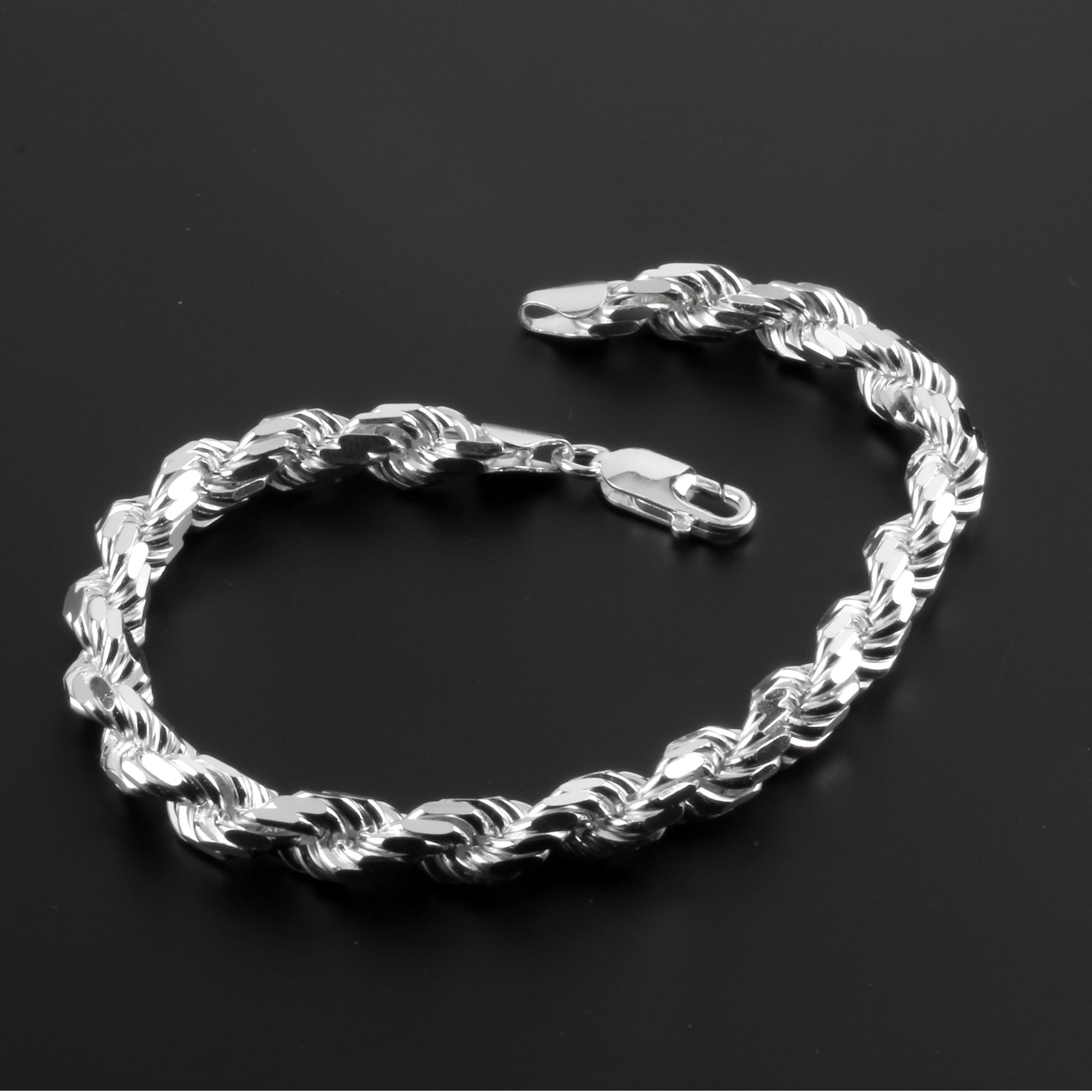 Heavy Diamond Cut Silver Rope Bracelet