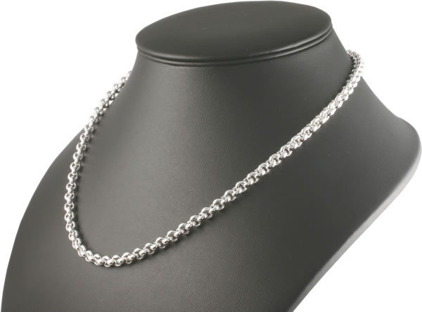 Silver Belcher Chain on black bust