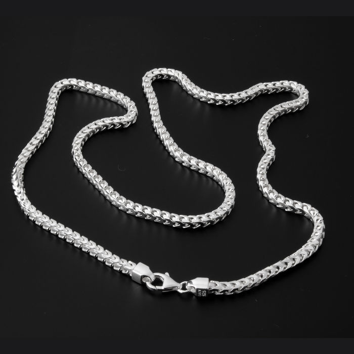 Men's Square Curb Franco Sterling Silver Chain