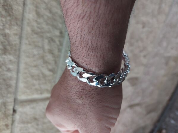 Review image for Mens Solid Sterling Silver Curb Bracelet 11.3mm