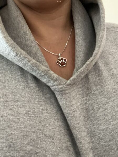 Review image for Honey Baltic Amber Paw Print Sterling Silver Pendant