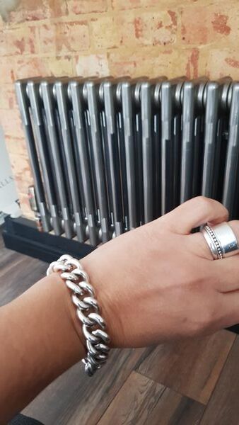 Review image for 15mm Width Heavy Handmade Solid Sterling Silver Curb Bracelet