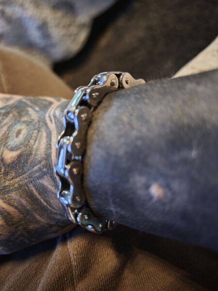 Review image for Heavy Rhodium Plated 925 Sterling Silver Bike Chain Bracelet