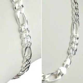 Review image for Wide Solid Sterling Silver Figaro Chain 9.8mm 
