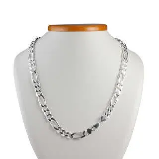 Men s Solid Sterling Silver Figaro Chain 9.8mm Width British Hallmarked