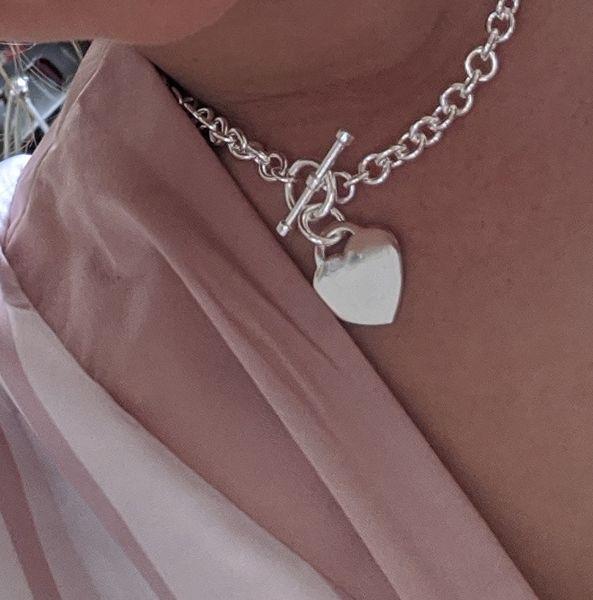 Solid Sterling Silver Heart T-bar 