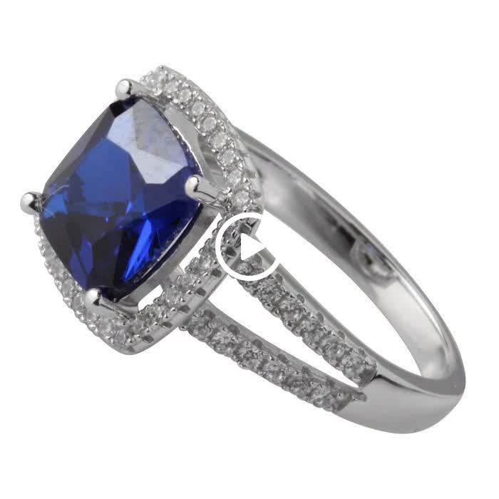 Pink Princess Cut Cubic Zirconia Designer Ring Rhodium Plated Sterling Silver